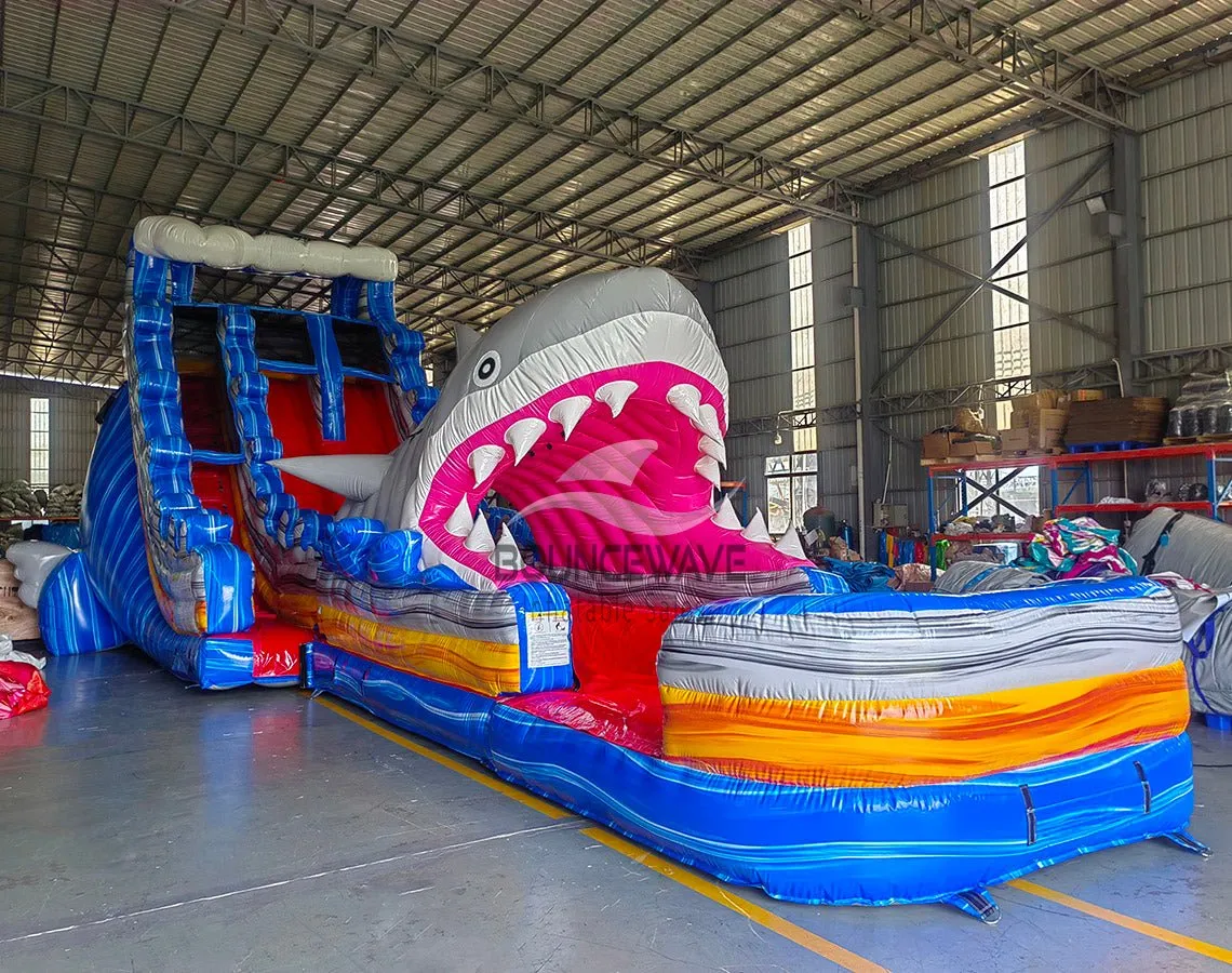 20ft Rip Curl Shark Attack 2pc Hybrid Dual Lane Inflatable Water Slide