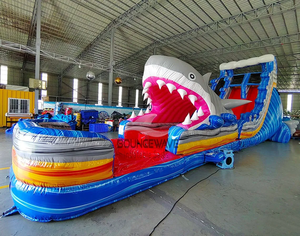 20ft Rip Curl Shark Attack 2pc Hybrid Dual Lane Inflatable Water Slide