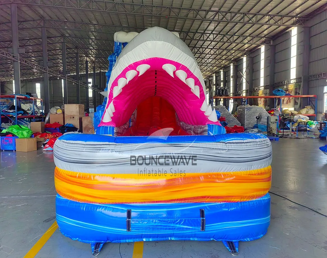 20ft Rip Curl Shark Attack 2pc Hybrid Dual Lane Inflatable Water Slide