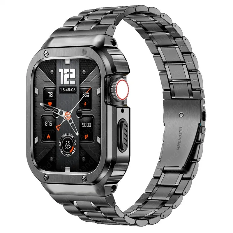 31％ Off | Stainless Steel Strap Case For Apple Watch Band 49mm 45mm 44mm (not watch) bracelet Bumper Cover iwatch serie 4 5 SE 6 7 8 Ultra