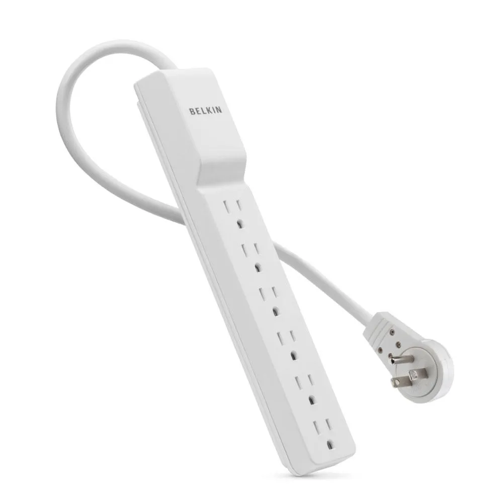 6 Outlet Surge Protector Strip, Rotating Plug 8' cord