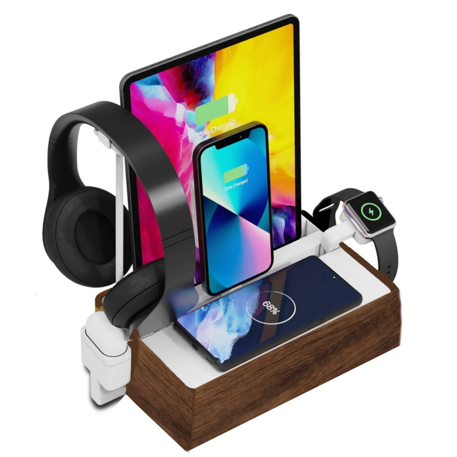 ALLDOCK Wireless Walnut & White