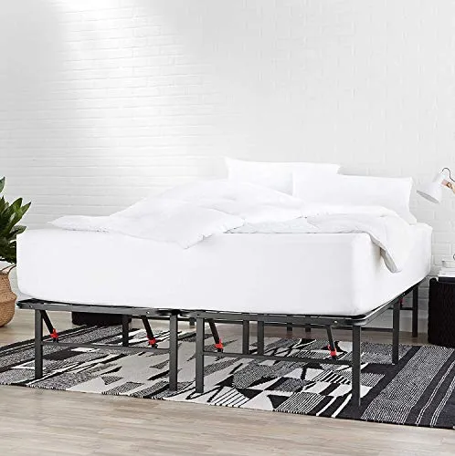 Amazon Basics Foldable Metal Platform Bed Frame with Tool Free Setup, 14 Inches High, Queen, Black