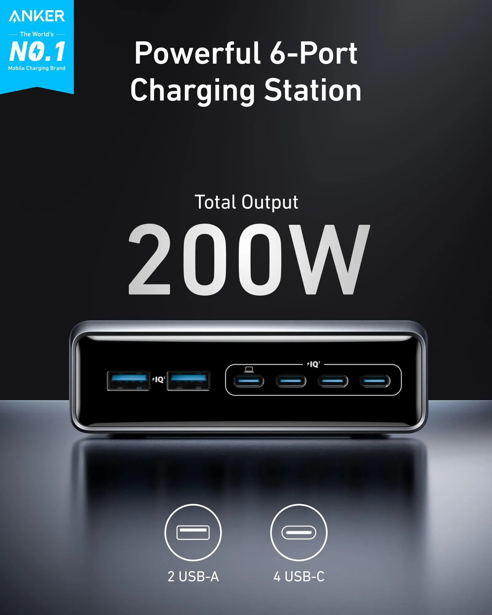 Anker Prime Charger (200W, 6 Ports, GaN)  and Anker Prime USB-C to USB-C Cable 240W