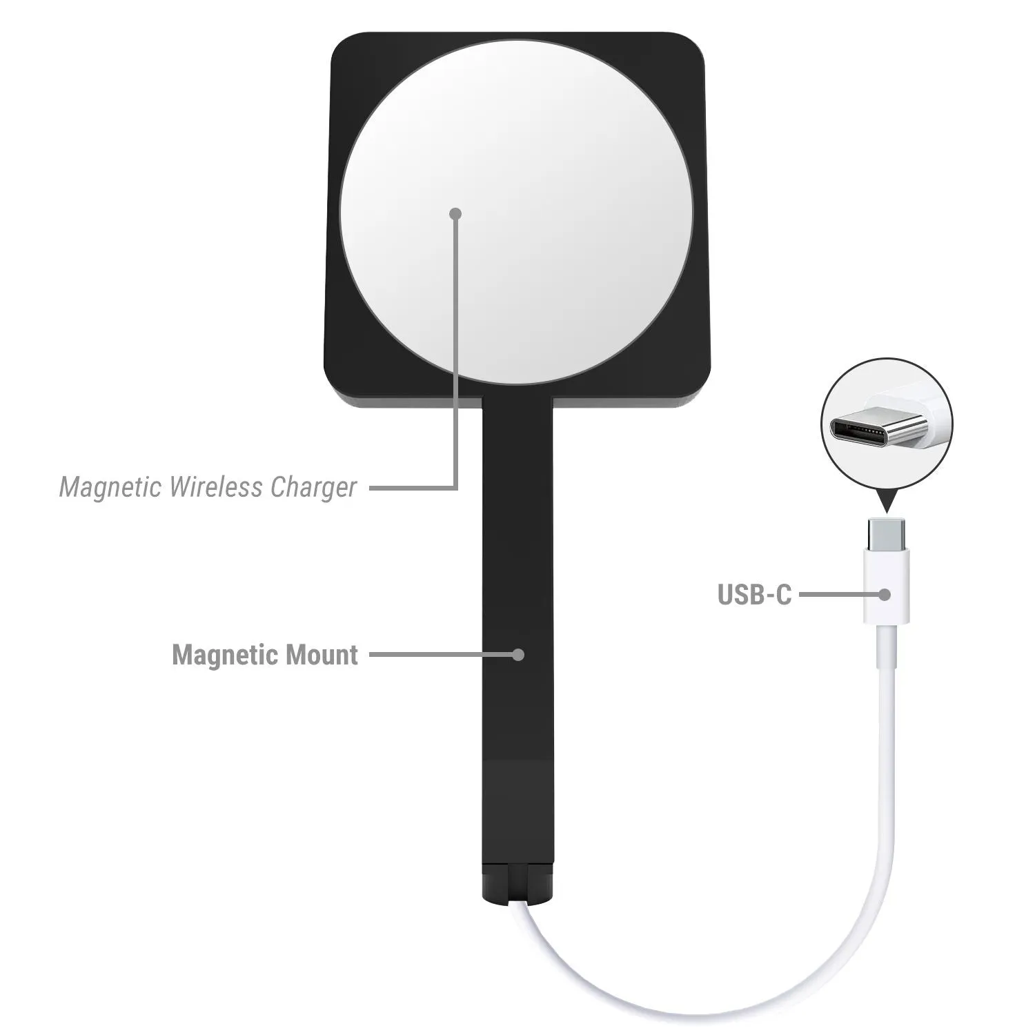 Apple MagSafe compatible Magnetic Charger and Mount - Black