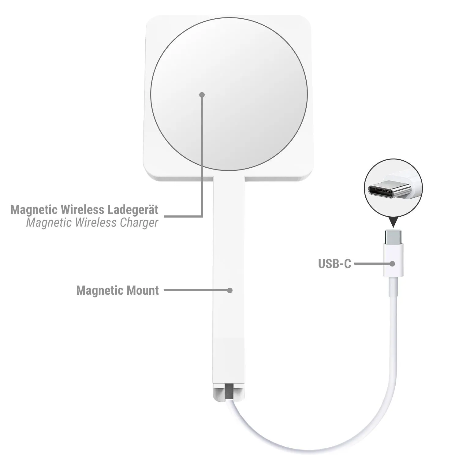 Apple MagSafe Compatible Magnetic Charger and Mount - White