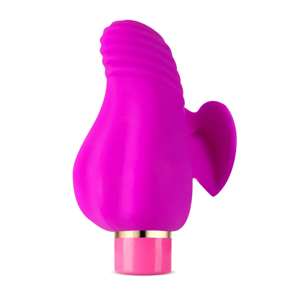 Aria By Blush® | Erotic AF: Finger Fin Plum Silicone Vibrator with Powerful RumboTech™ Technology