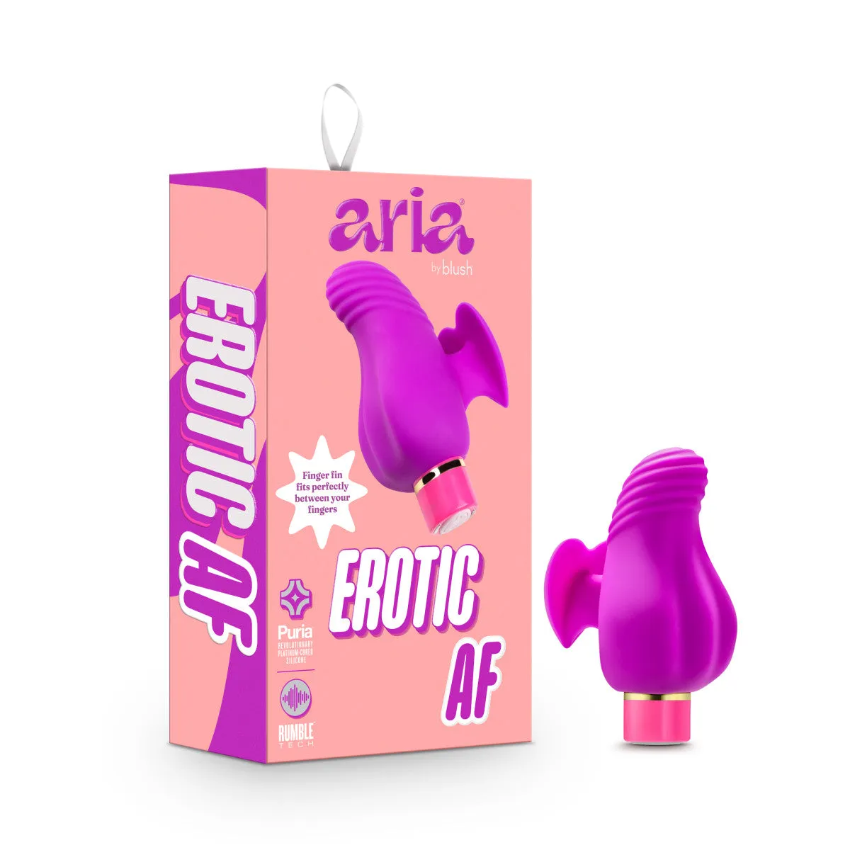 Aria By Blush® | Erotic AF: Finger Fin Plum Silicone Vibrator with Powerful RumboTech™ Technology