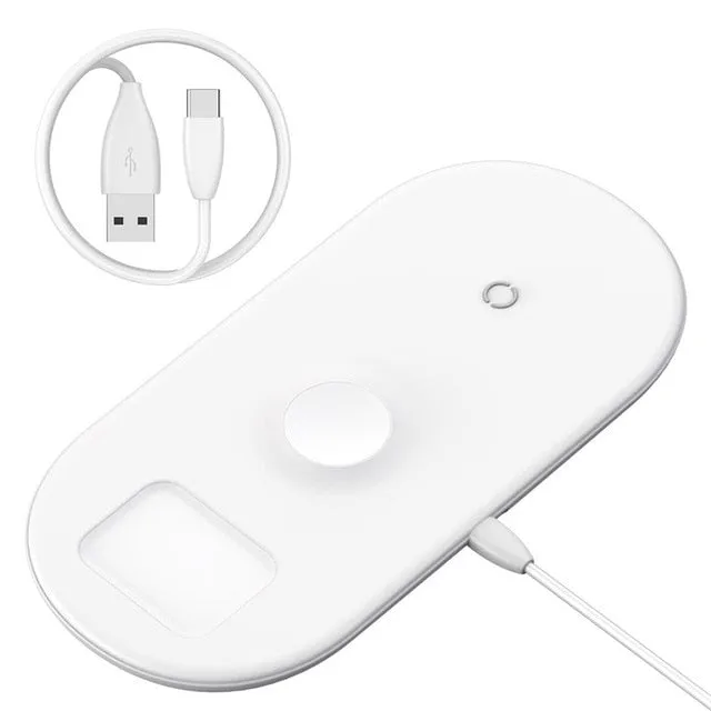 Baseus 3 in 1 Wireless Charger For iPhone 8 Xs Max Xr Apple Watch 4/3/2/1 Airpods Fast Wireless Charging Pad Born for Apple Fans