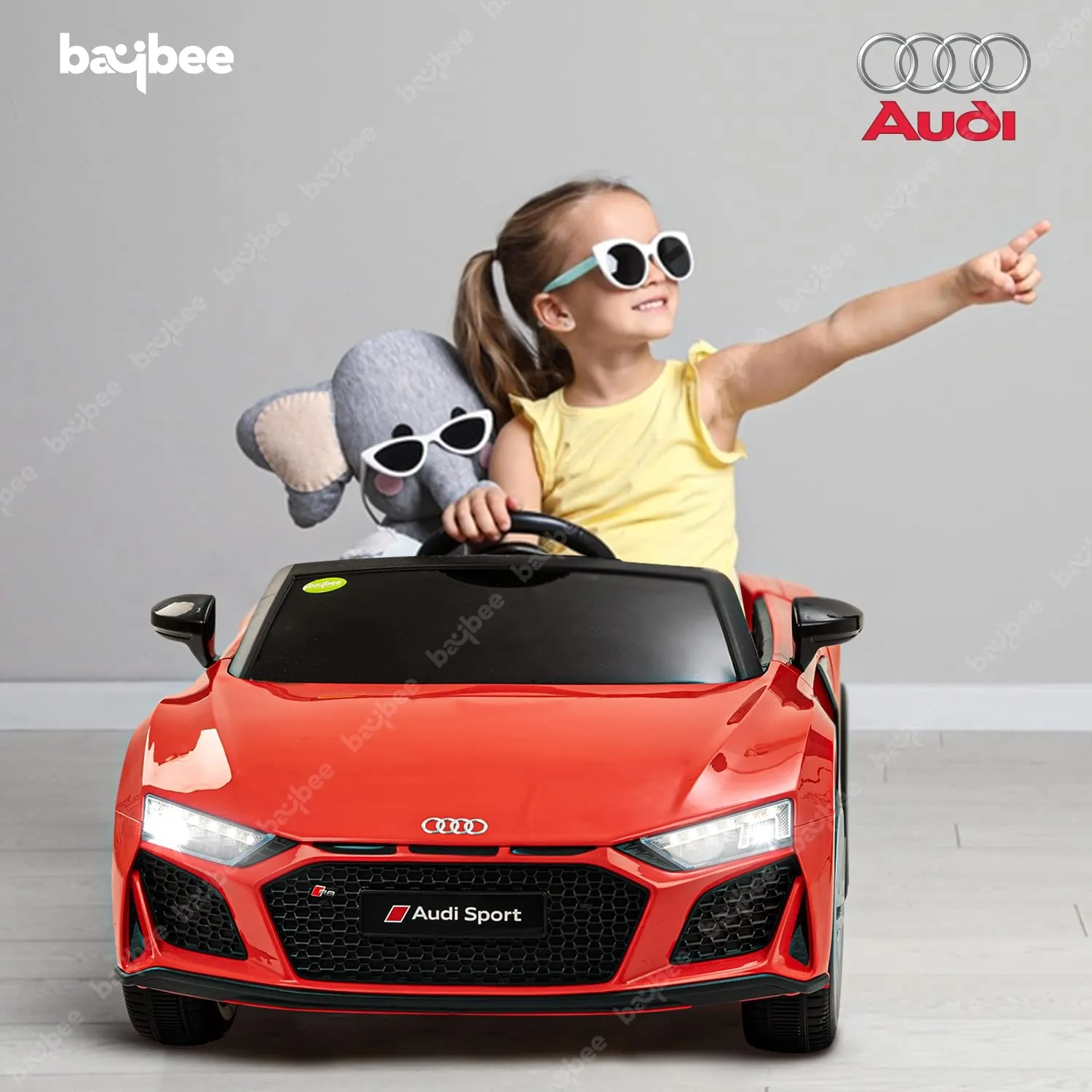 Baybee Official Licensed Audi R8 Battery Operated Car for Kids, Ride on Kids Car with Light & Music| Baby Big Car Rechargeable Battery Car | Electric Car for Kids to Drive 2 to 6 Years Boy Girl (Red)