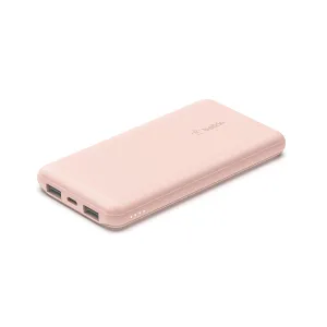 Belkin 10000 mAh 15W PD 3.0 Slim Fast Charging Power Bank with 1 USB-C and 2 USB-A Ports to Charge 3 Devices Simultaneously, for iPhones, Android Phones, Smart Watches & More - Rose Gold