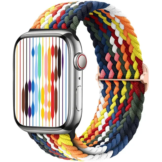 Braided Solo Loop For Apple watch band 44mm 40mm 49mm 45mm 41mm 38mm Elastic Nylon bracelet iWatch series 8 3 se 6 7 Ultra strap