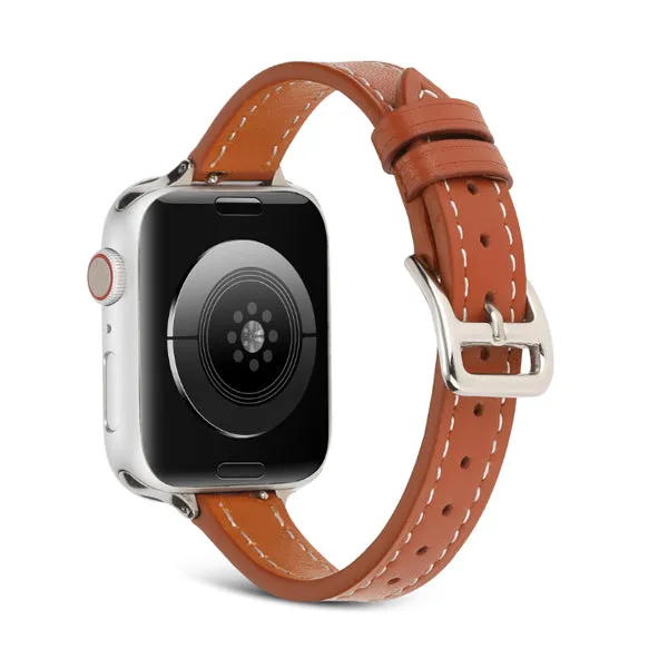 Brown Genuine Leather Apple Watch Band (for small wrist) 棕色真皮Apple (適合小手腕) 錶帶 KCWATCH1217