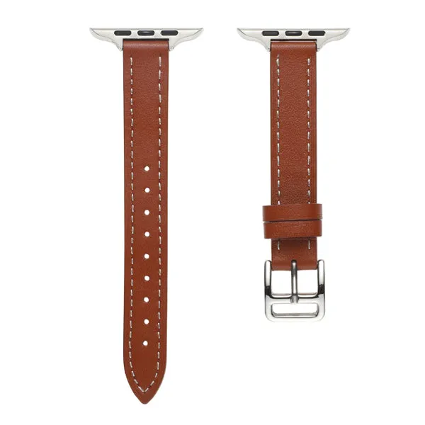 Brown Genuine Leather Apple Watch Band (for small wrist) 棕色真皮Apple (適合小手腕) 錶帶 KCWATCH1217