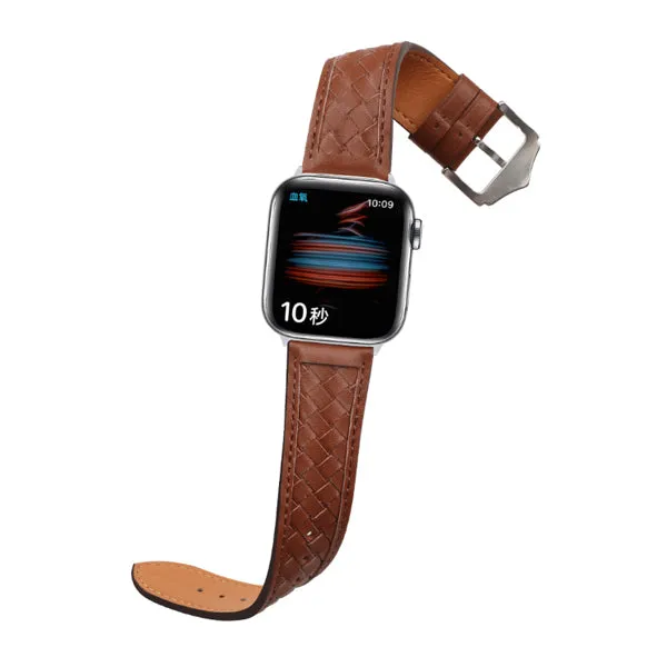 Brown Leather Woven Apple Watch Band 棕色真皮編織 Apple 錶帶 KCWATCH1204