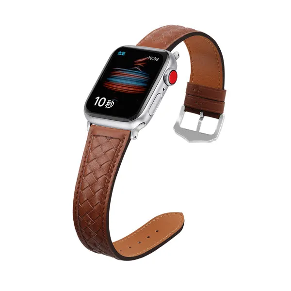 Brown Leather Woven Apple Watch Band 棕色真皮編織 Apple 錶帶 KCWATCH1204