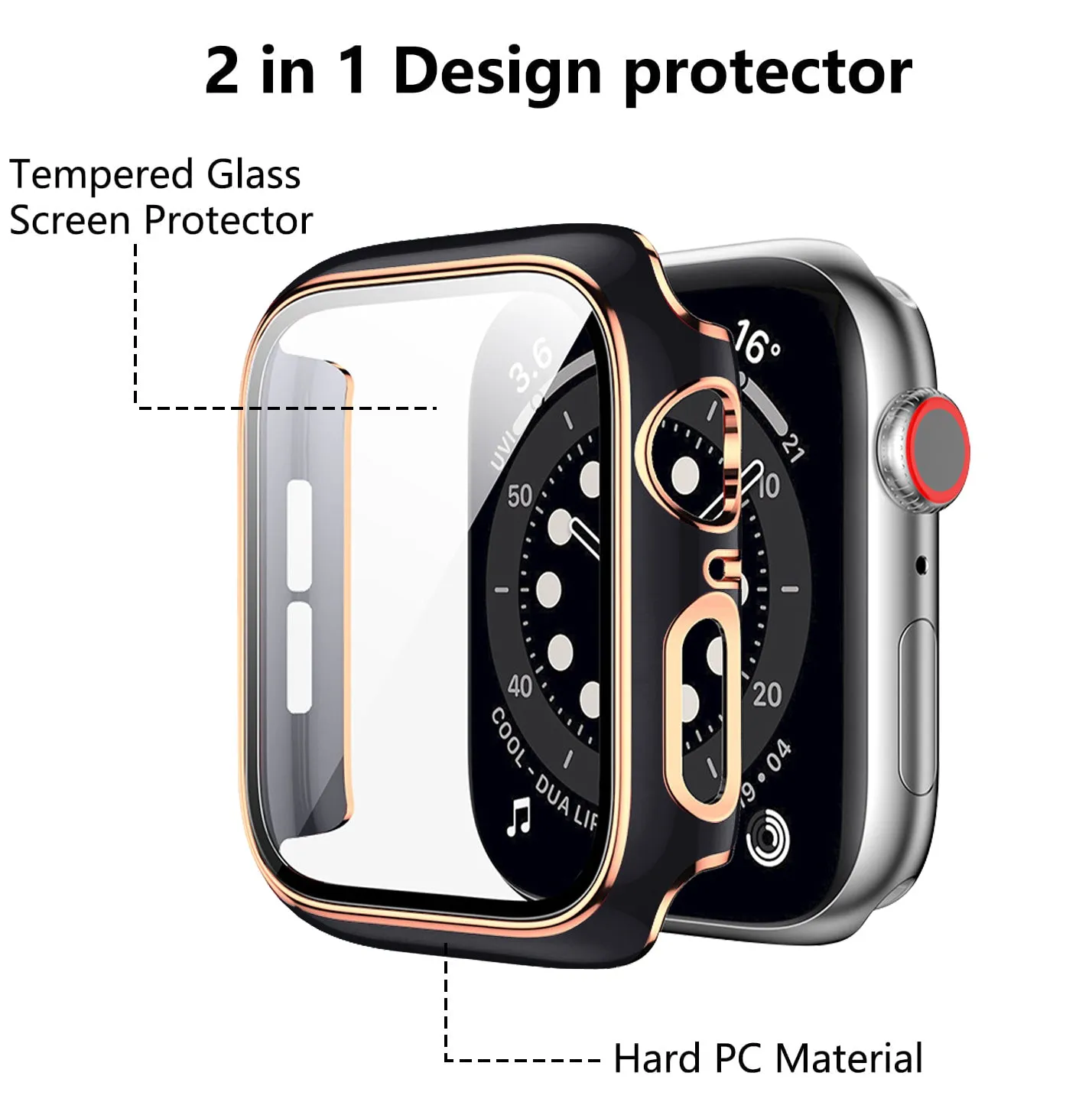 Bumper Case with Screen Protector for Apple Watch-Black