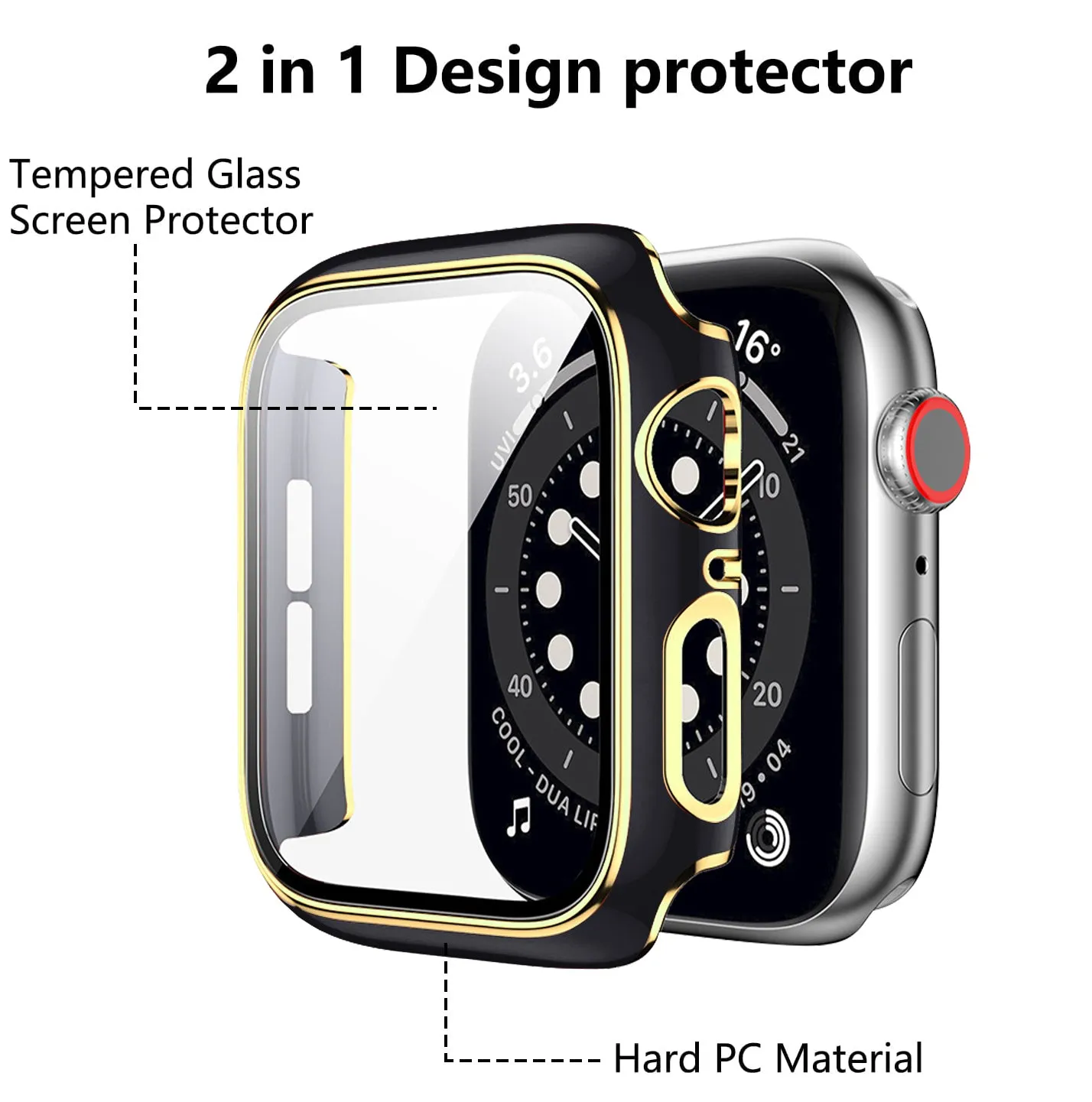 Bumper Case with Screen Protector for Apple Watch-Black