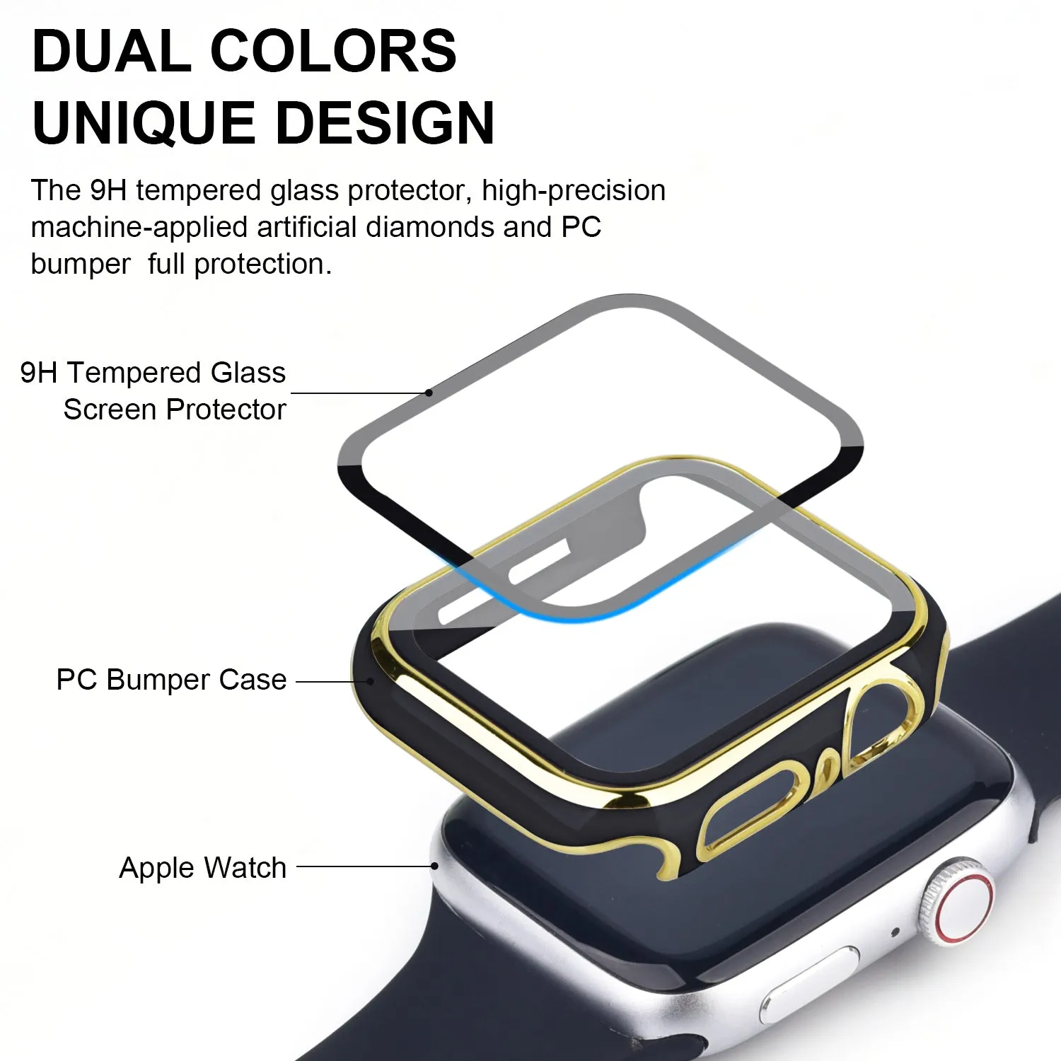 Bumper Case with Screen Protector for Apple Watch-Black