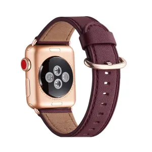 Burgundy Genuine Leather Apple Watch Band 酒红真皮Apple 錶帶