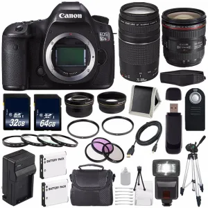 Canon EOS 5DS R DSLR Camera (International Model) 0582C002   Canon EF 24-70mm f/4L is USM Lens   Canon EF 75-300 III Deluxe Bundle