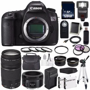 Canon EOS 5DS R DSLR Camera (International Model) 0582C002   Canon EF 75-300 III  EF 50mm f/1.8 STM Lens Advanced Bundle