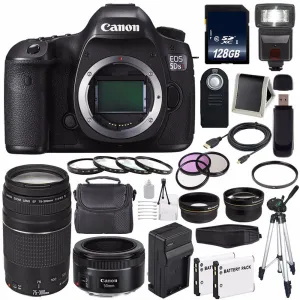 Canon EOS 5DS R DSLR Camera (International Model) 0582C002   Canon EF 75-300 III  EF 50mm f/1.8 STM Lens  Base Bundle