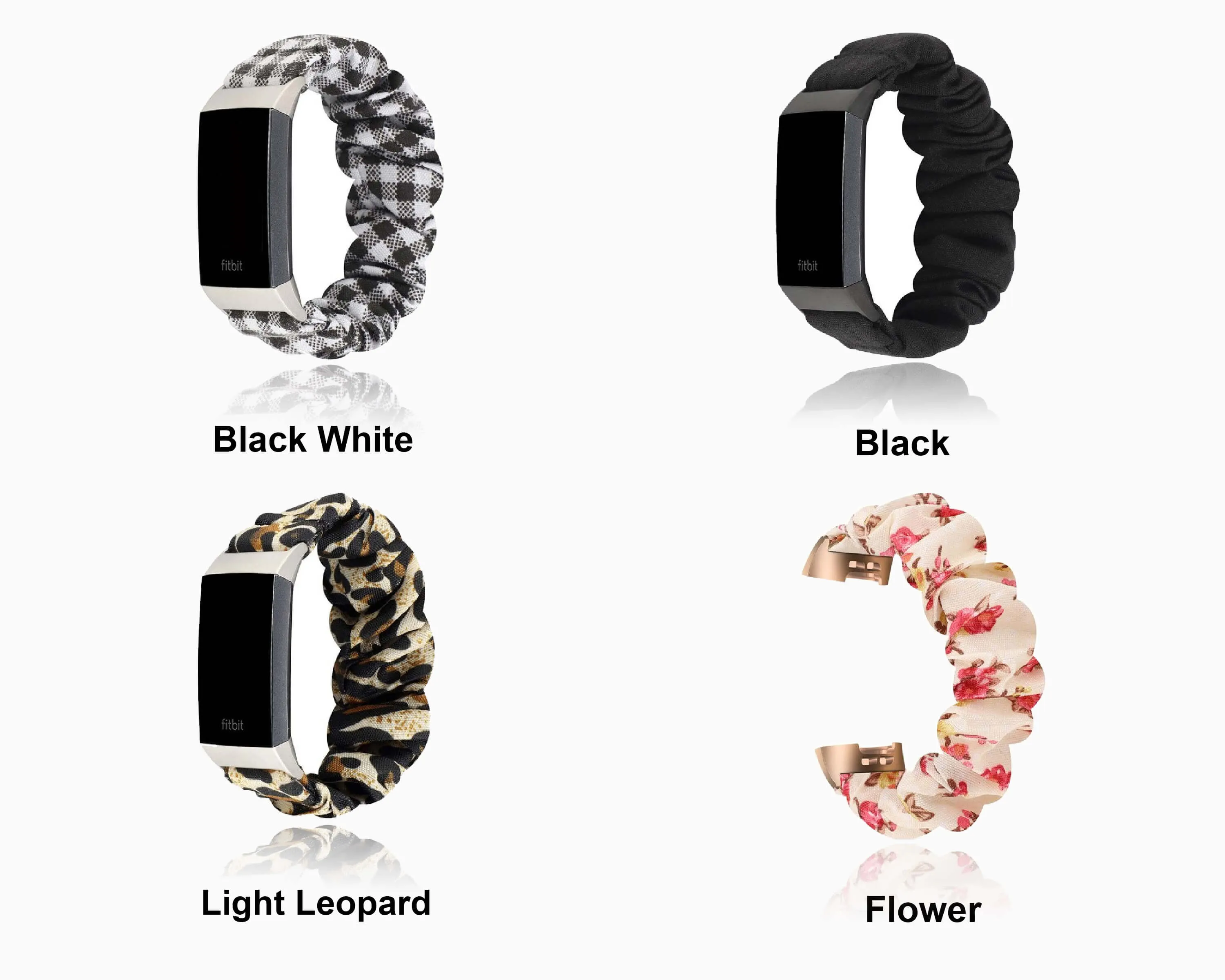 Cheetah Spots Animal Print Pattern Beige Brown Watch Band For Fitbit Charge 4 3, Women Soft Elastic Sport Bracelet Scrunchy ladies Watchband