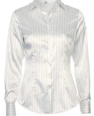 CREAM & BLACK DOT DASH SATIN SHIRT