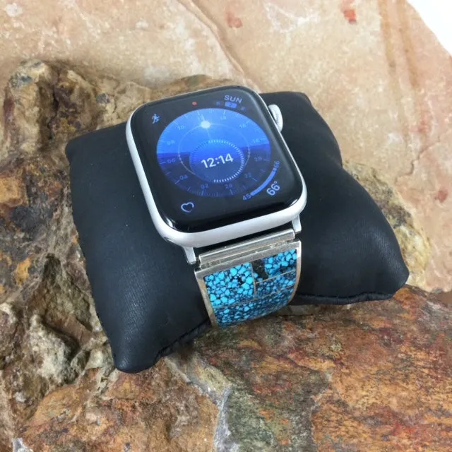 David Rosales Ithaca Peak Turquoise Inlaid Sterling Silver Watch Band for Apple Watch