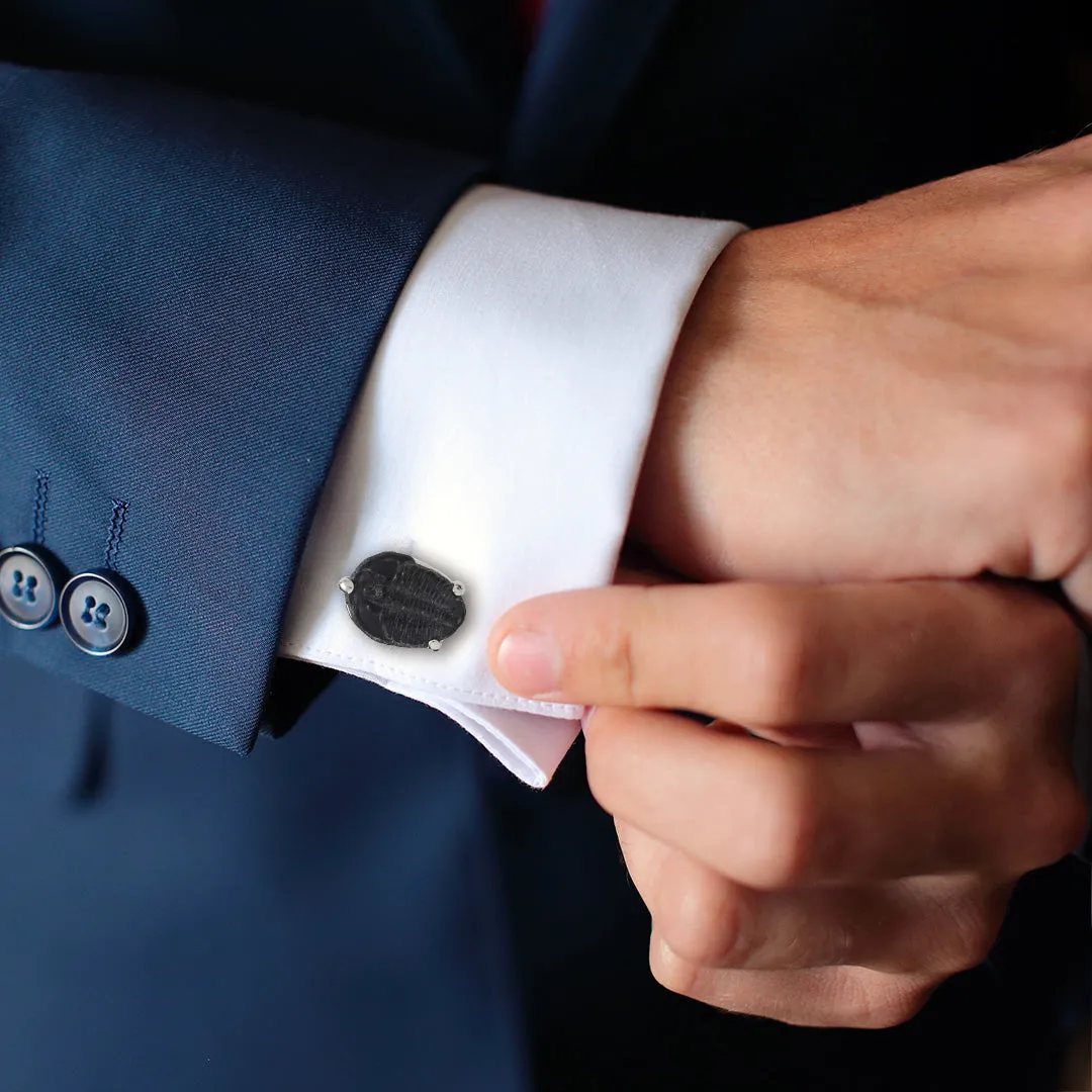 Delta Trilobite Fossil Sterling Silver Cufflinks