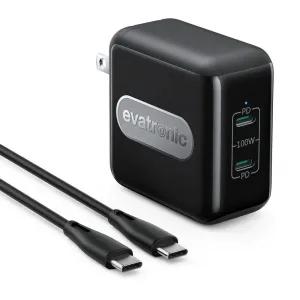 Evatronic ET-PC007 100W 2 USB-C Ports PD PPS Wall Charging Adapter