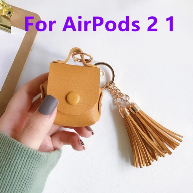 For Apple Airpods earphone 1 2 Pro Case Cute leather Accessories protector kawaii tassel earphone shell for AirPods Pro Cases|Earphone Accessories|