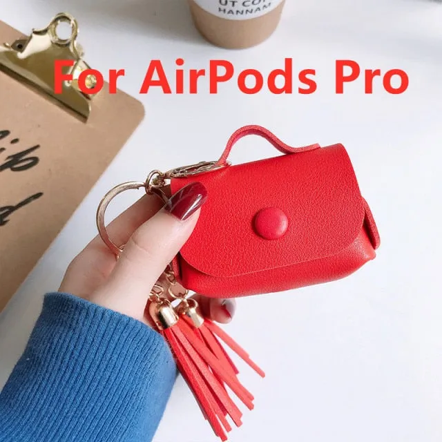 For Apple Airpods earphone 1 2 Pro Case Cute leather Accessories protector kawaii tassel earphone shell for AirPods Pro Cases|Earphone Accessories|