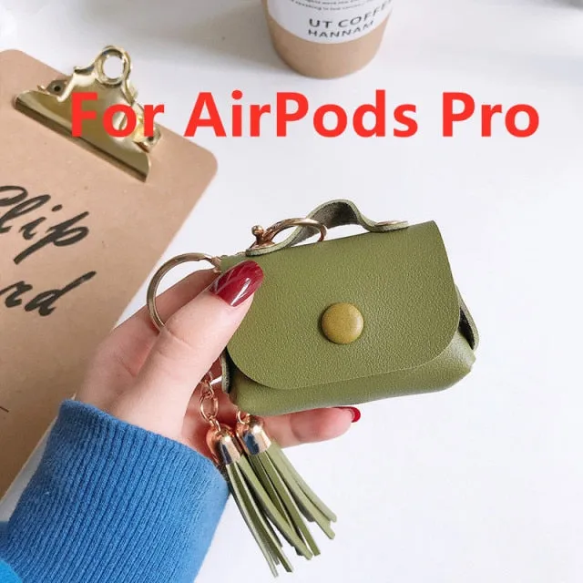 For Apple Airpods earphone 1 2 Pro Case Cute leather Accessories protector kawaii tassel earphone shell for AirPods Pro Cases|Earphone Accessories|