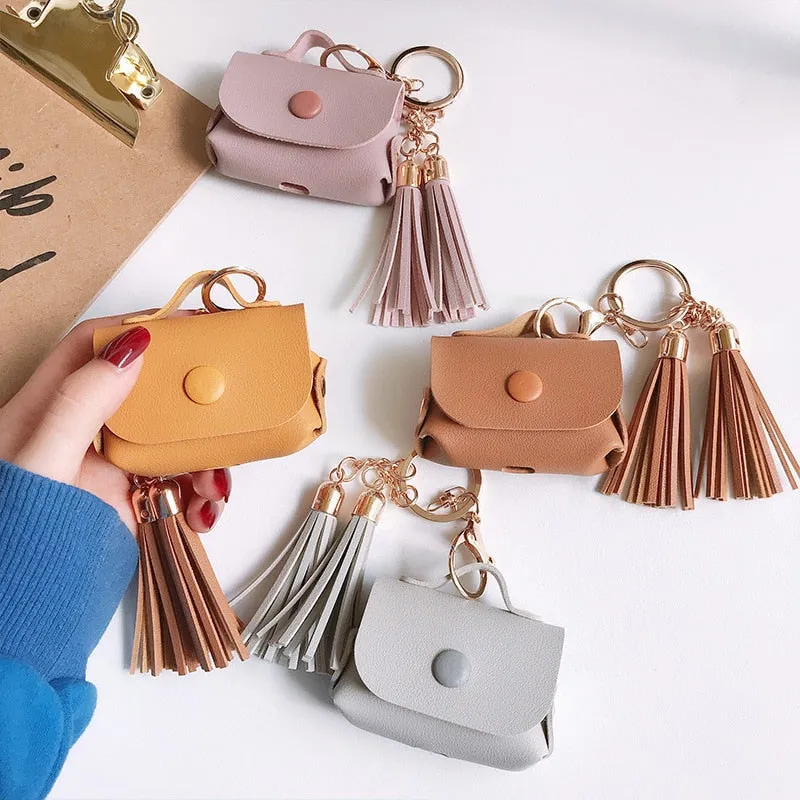 For Apple Airpods earphone 1 2 Pro Case Cute leather Accessories protector kawaii tassel earphone shell for AirPods Pro Cases|Earphone Accessories|