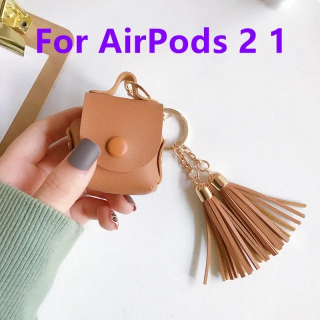 For Apple Airpods earphone 1 2 Pro Case Cute leather Accessories protector kawaii tassel earphone shell for AirPods Pro Cases|Earphone Accessories|