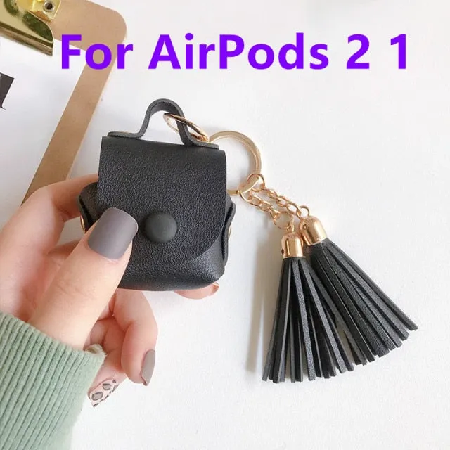 For Apple Airpods earphone 1 2 Pro Case Cute leather Accessories protector kawaii tassel earphone shell for AirPods Pro Cases|Earphone Accessories|