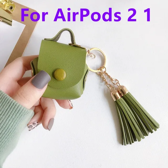 For Apple Airpods earphone 1 2 Pro Case Cute leather Accessories protector kawaii tassel earphone shell for AirPods Pro Cases|Earphone Accessories|