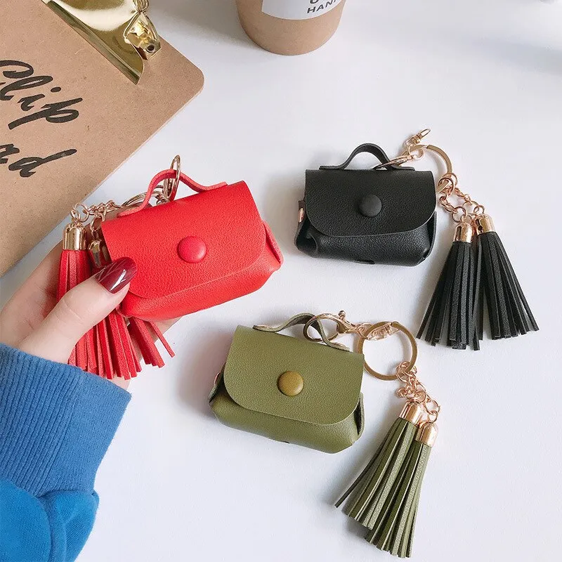 For Apple Airpods earphone 1 2 Pro Case Cute leather Accessories protector kawaii tassel earphone shell for AirPods Pro Cases|Earphone Accessories|