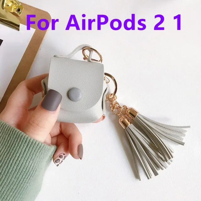 For Apple Airpods earphone 1 2 Pro Case Cute leather Accessories protector kawaii tassel earphone shell for AirPods Pro Cases|Earphone Accessories|