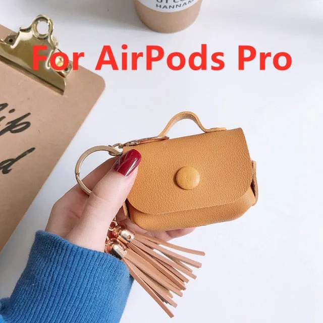 For Apple Airpods earphone 1 2 Pro Case Cute leather Accessories protector kawaii tassel earphone shell for AirPods Pro Cases|Earphone Accessories|