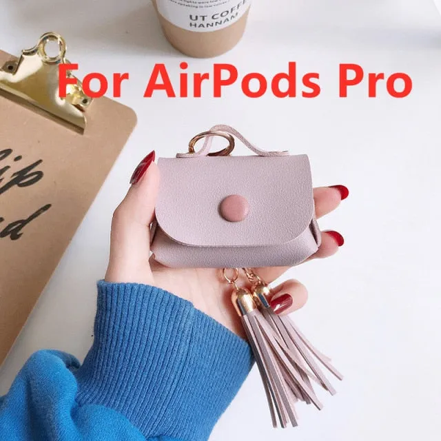 For Apple Airpods earphone 1 2 Pro Case Cute leather Accessories protector kawaii tassel earphone shell for AirPods Pro Cases|Earphone Accessories|