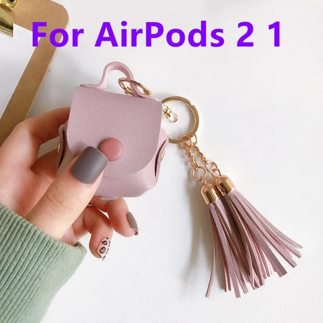 For Apple Airpods earphone 1 2 Pro Case Cute leather Accessories protector kawaii tassel earphone shell for AirPods Pro Cases|Earphone Accessories|