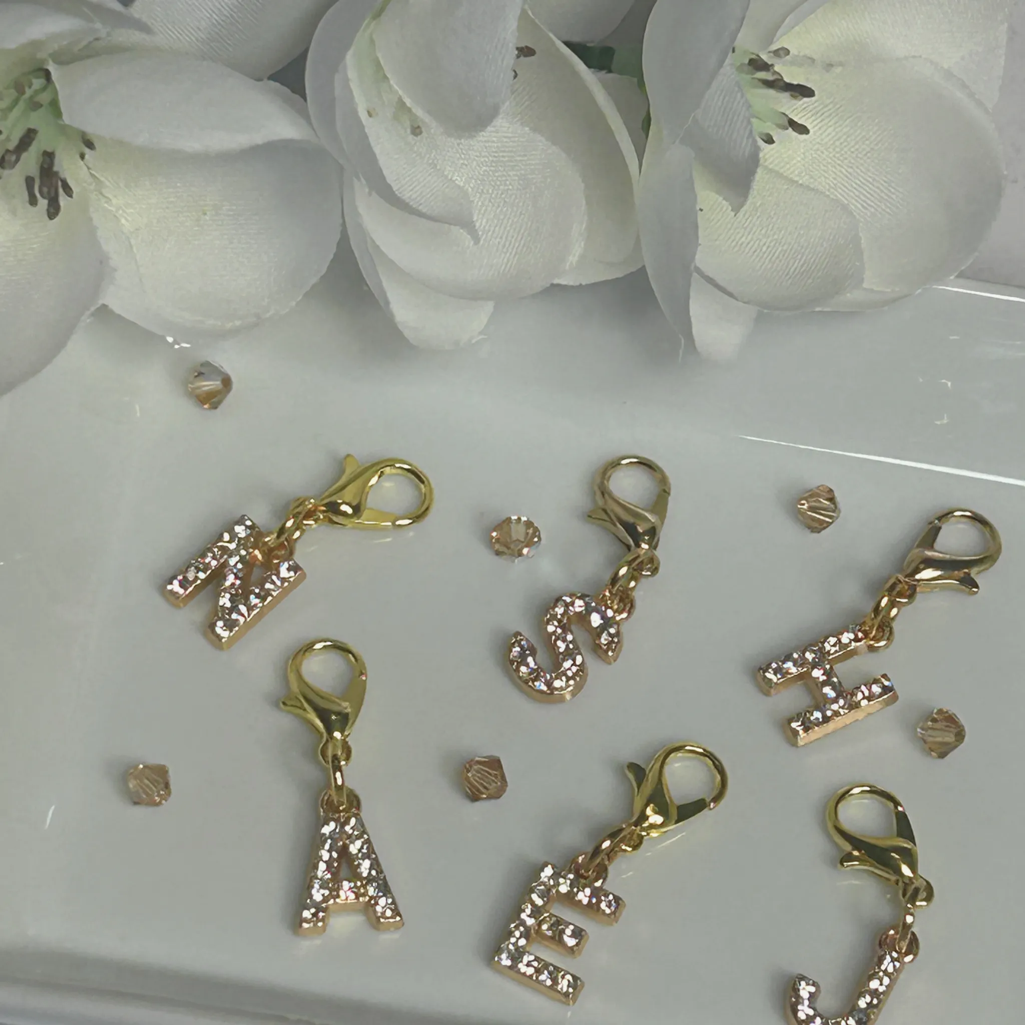 Gold Plated Crystal Studded Initial Charms