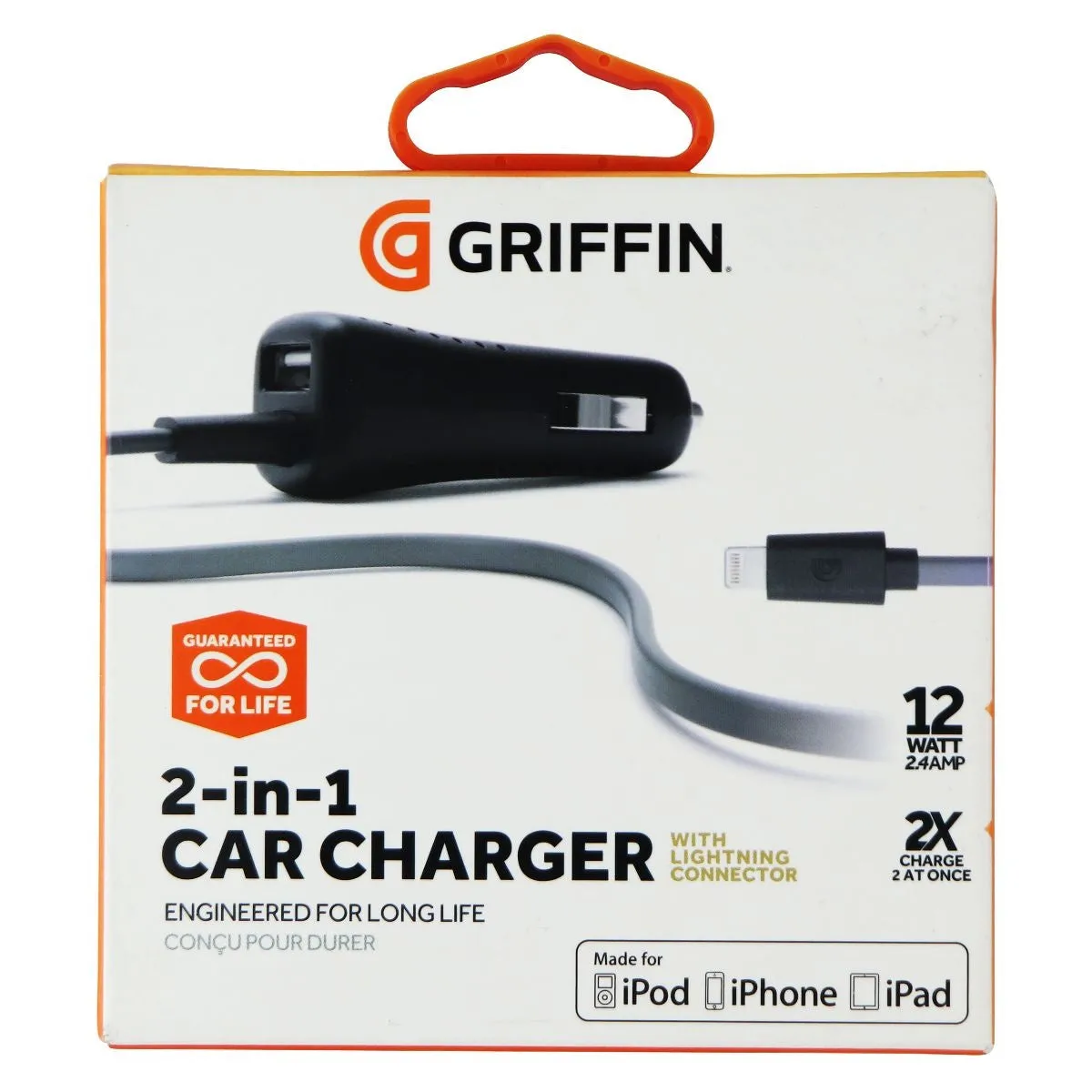 Griffin Technology 12WX2 POWERJOLT Lightning 8-Pin to Car Charger - Black