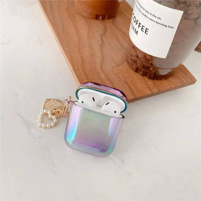 Luxury For Airpods pro case PC Hard shell Glitter Bling earphone case with pearl chain airpods accessories For Airpods 2/1 cases|Earphone Accessories|