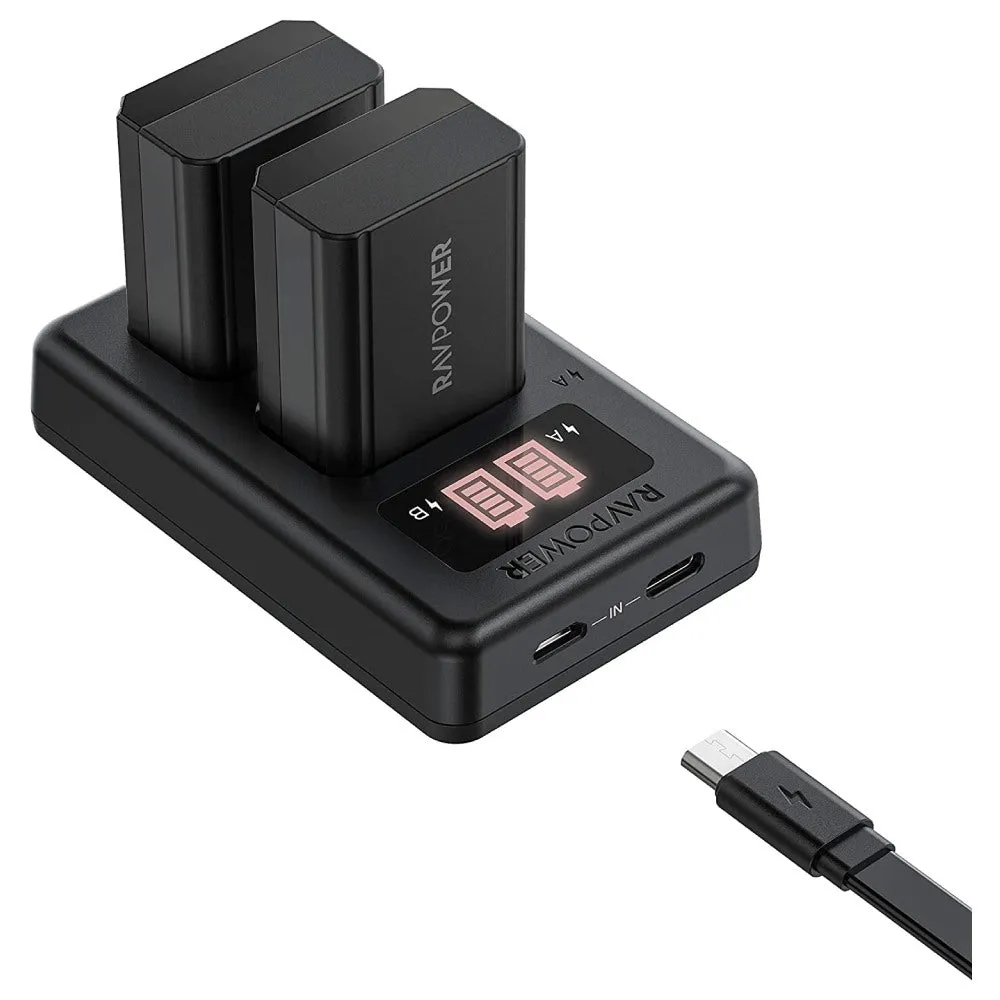 RAVPower NP-FW50 1100mAh Camera Battery Charger Set for Sony