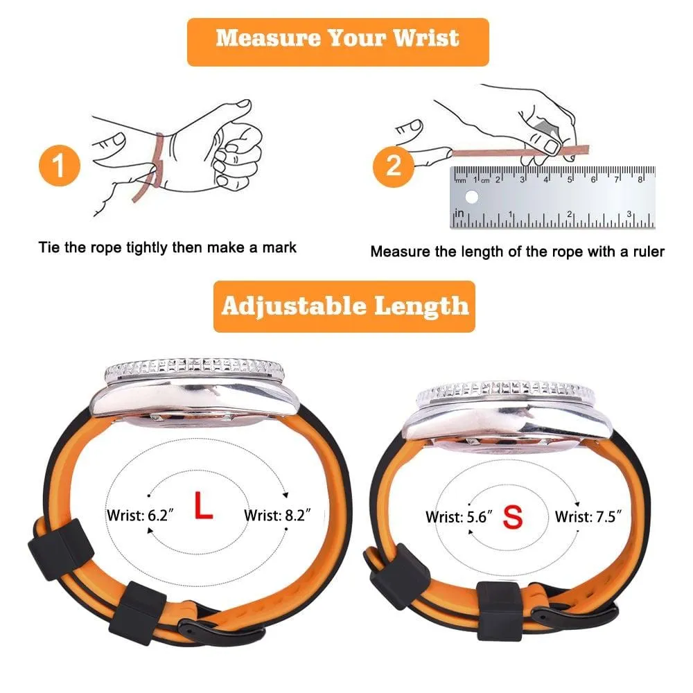 Ritche Black/Orange Classic Silicone Watch Bands