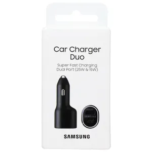 Samsung (25W) USB-C and (15W) USB Car Charger Duo - Black